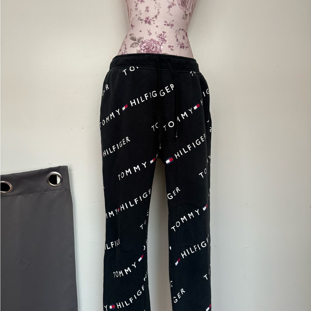 Tommy Hilfiger Logo Print Black Pants